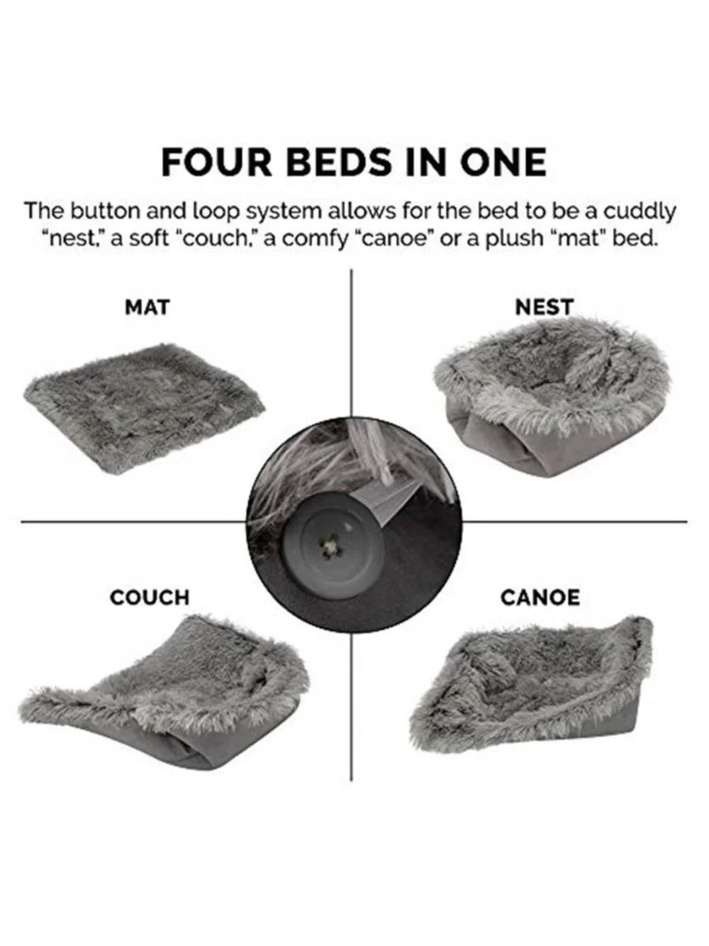 Self Warming Cat Dog Bed Thermal Pet Cuddler Plush Fur Mat Small Gray Washable